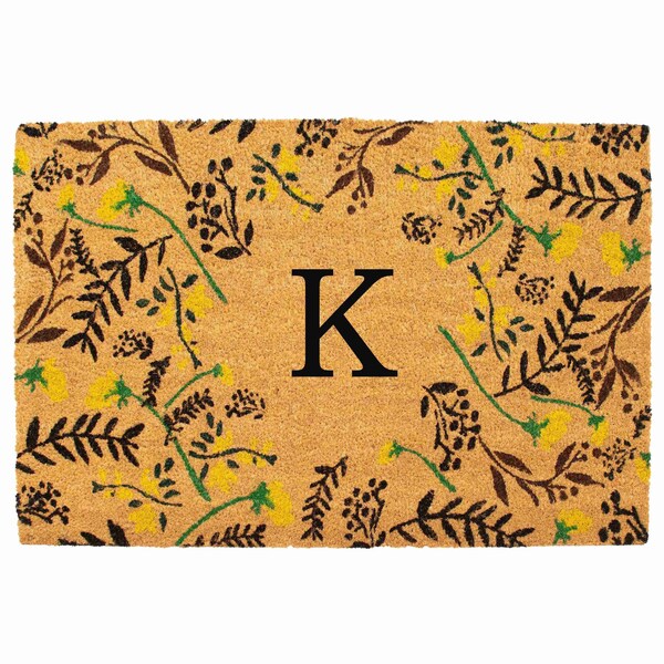 Calloway Mills Monogram Door Mat, Black, Yellow, Green, Natural, 24 in W x 36 in L 105082436K - main
